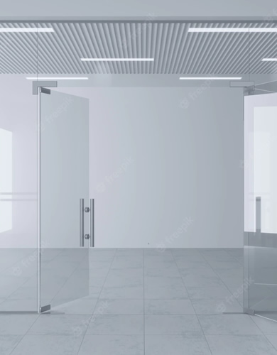 Office renovation frameless glass partitions